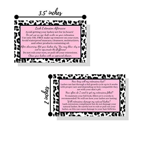 Lash Extension Aftercare Cards 50 Pack | Leopard Print Design 3.5x2"