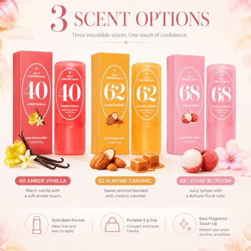 Jelly Perfume Balm Stick - Solid Fragrance, 3 Scents, 15g