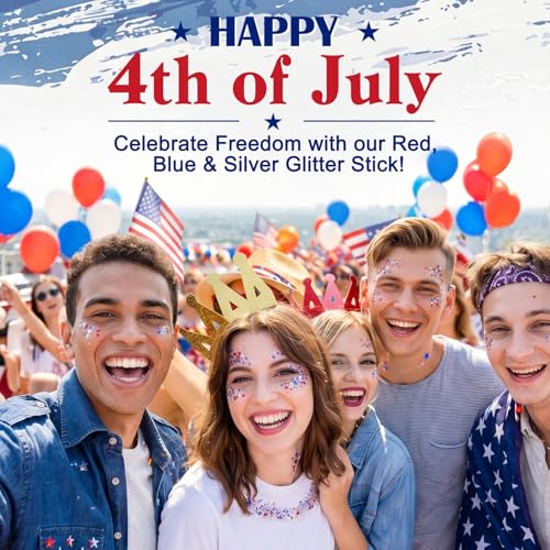 Patriotic Glitter Stick - Red, Silver & Blue USA Sparkle