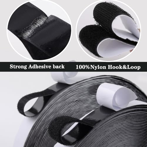 1x4 inch Hook and Loop Strips with Adhesive-40Sets, Heavy Duty Self Adhesive Tape with Backing, Nylon Self Adhesive Tape for Home Office School and Crafting,Black