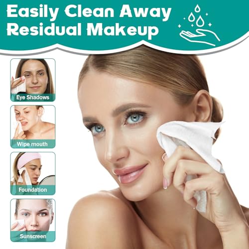50-Count Clean Towels Disposable Face Towel Biodegradable Standard Size Dry Thick Soft Clean Facial Towels for Sensitive Skin, Makeup Removing, Cleansing, Nursing, Travel