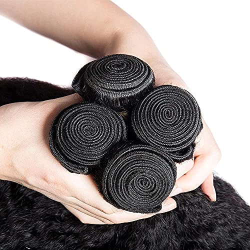 Yaki Straight Human Hair Bundles 20-24 Inch #1B Natural Color