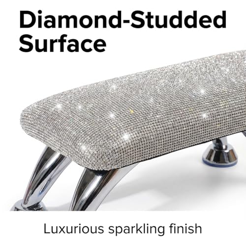Klimonla Manicure Arm Rest for Nails Tech - Salon Grade Manicure Hand Rest with Non-Slip Mat, Durable Sparkly Fabric Stable Metal Base for Nail Techs Home Beauty Salon