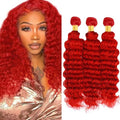 Red Deep Wave Human Hair Bundle 3pcs 16-20 Inch 8A Grade