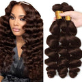 Brown #4 Loose Wave Human Hair Bundles 22-26 inch