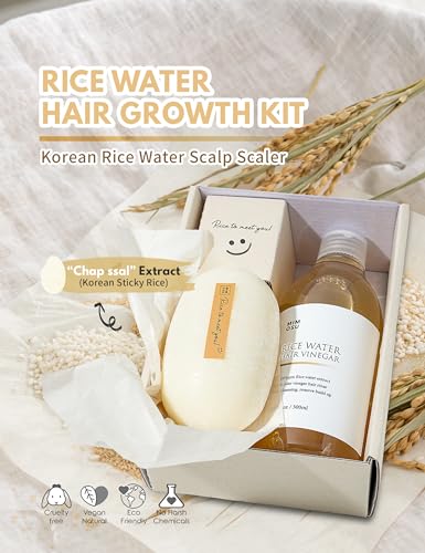 Mimosu Rice Water Scalp & Hair Rinse Set with Shampoo Bar for Healthy Hair