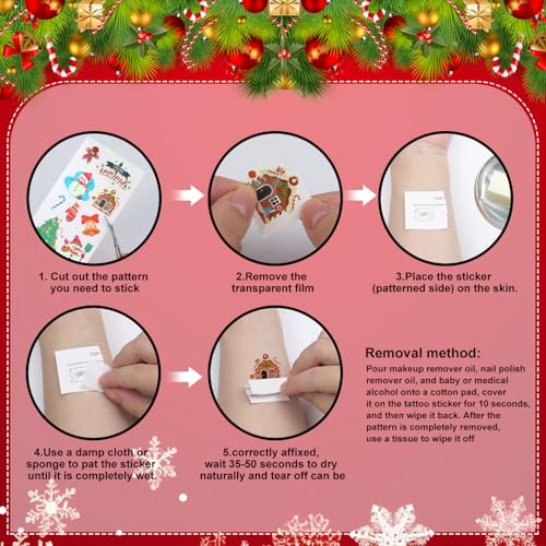 210Pc Glow in Dark Christmas Temporary Tattoos for Kids
