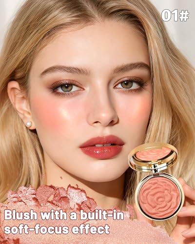 Peach Pink Blush Palette - Silky Shimmer Glow for Cheeks