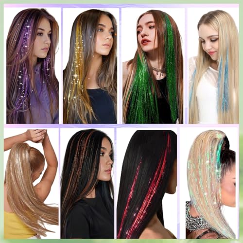 Purple Hair Tinsel Extensions Kit 48 Inch 1200 Strands