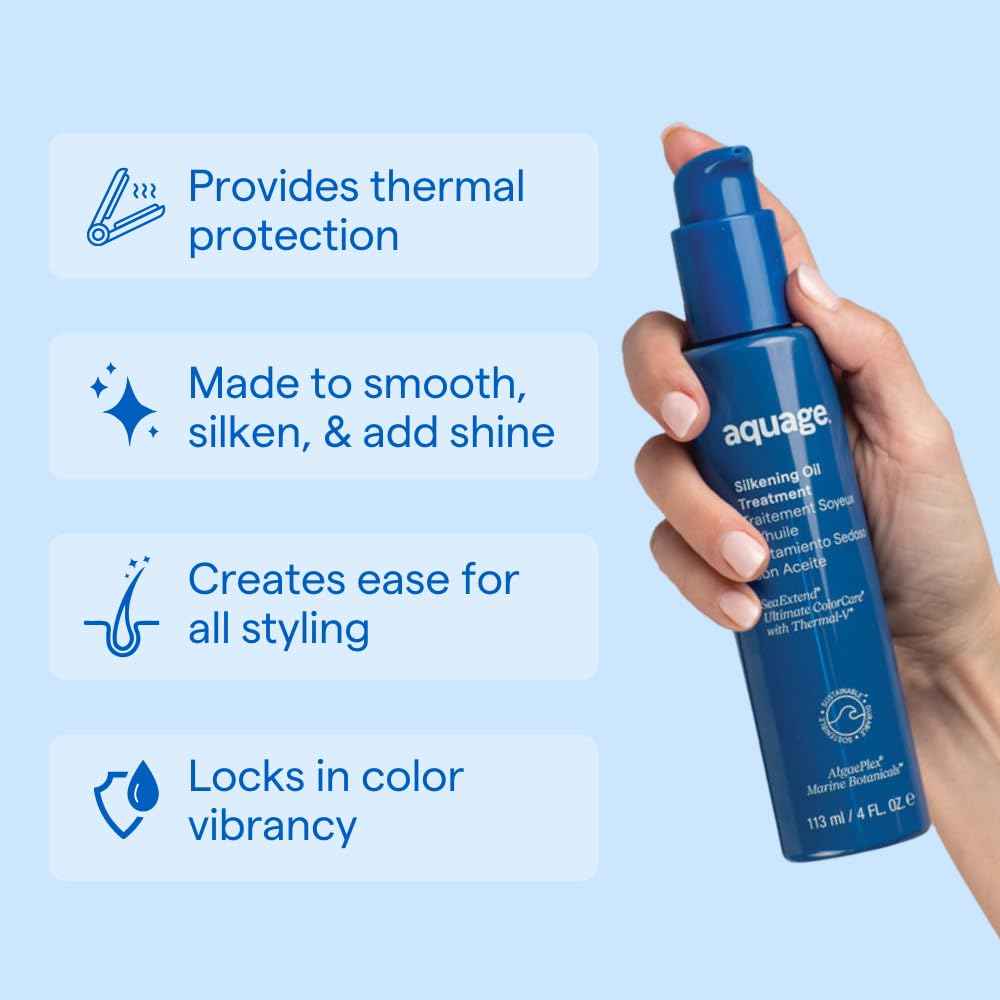 AQUAGE SeaExtend Silkening Oil Treatment, Ultra-Light Formula Smooths, Silkens and Adds Brilliant Shine, 4 oz