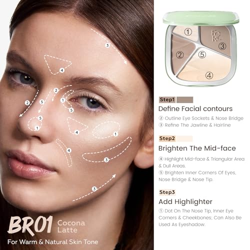 FOCALLURE Highlighter & Contour Palette - 4-Shade 3D Face Makeup
