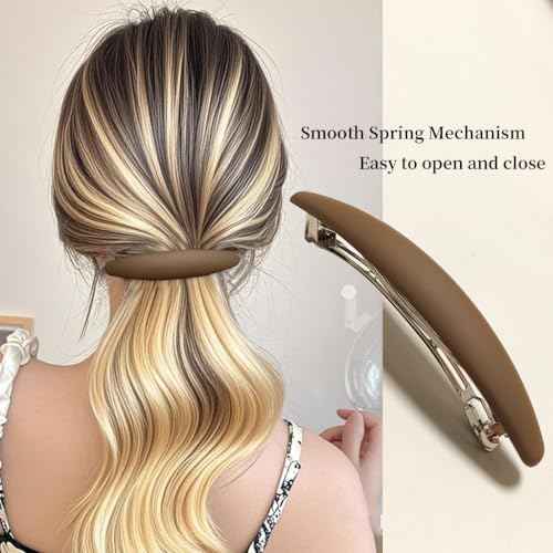 Large Hair Barrette Matte 4 Inch No Slip Not Easy to Break French Hair Clips for Women Thick to Thin Hair, 3 Pack