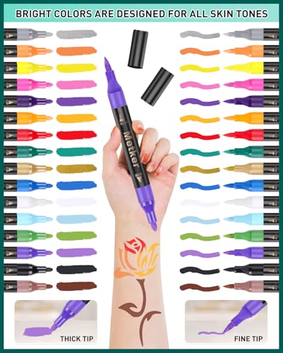 Metker Temporary Tattoo Markers 16-Count with 77 Stencils