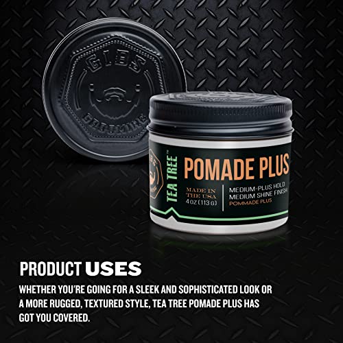 GIBS Tea Tree Pomade Plus, Medium-Plus Hold with Medium to High Shine, Clean ingredients and Made in USA, 4 oz