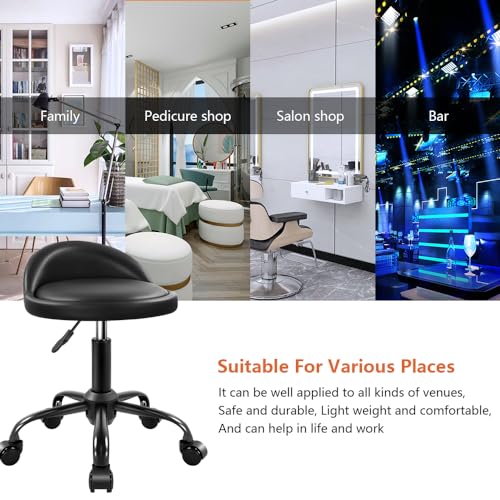 KKTONER Rolling Stool with Backrest - Height Adjustable Drafting Chair