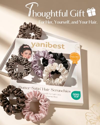 Yanibest 8pc Satin Scrunchies – No Crease Hair Ties for All Hair