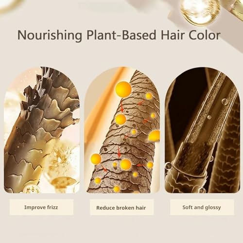 Plant-Based Hair Dye Shampoo - Long-Lasting Natural Black Gray Coverage