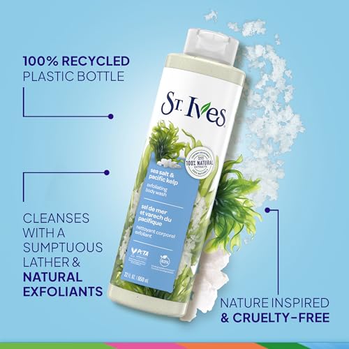 St. Ives Sea Salt & Pacific Kelp Exfoliating Body Wash 22 Fl Oz (Pack of 2)