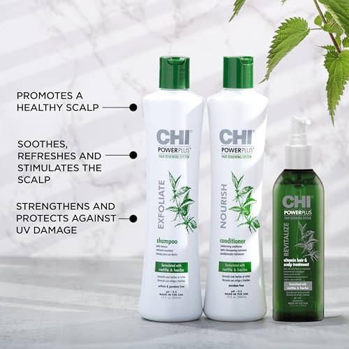 CHI PowerPlus Renewing Haircare Starter Kit, Includes Shampoo, Conditioner & Scalp Treatment, Anti-Shedding & Healthy Hair Renewal System