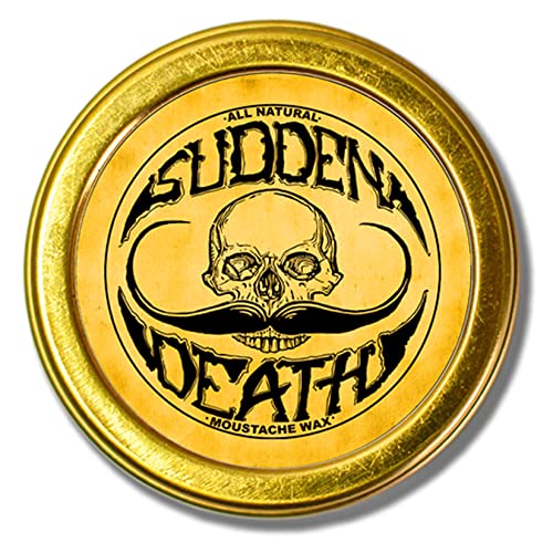 Mustache Wax Strong Hold Grooming For Men | Sudden Death Moustache & Beard Wax 1oz Tin | Perfect For Handlebar Mustaches By Death Grip | No Heat Source Required