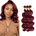 99J Burgundy Body Wave Human Hair Bundles - 12-34 Inch