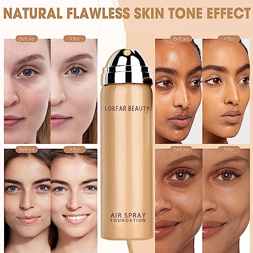 AirBrush Foundation Spray, Silky Mist Spray Makeup Kit with Brush, Full Coverage Foundation for Smooth Radiant Finish, Formula Breathable Lightweight Hydrating | #04 Buff Beige
