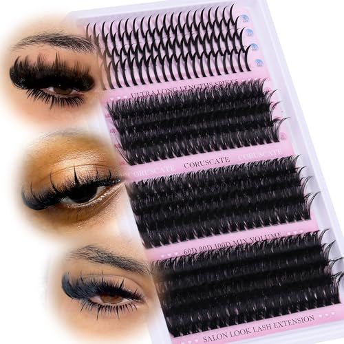 CORUSCATE Cluster Lashes with Spikes 60D80D100D - DIY Thick Volume Eyelash Extensions