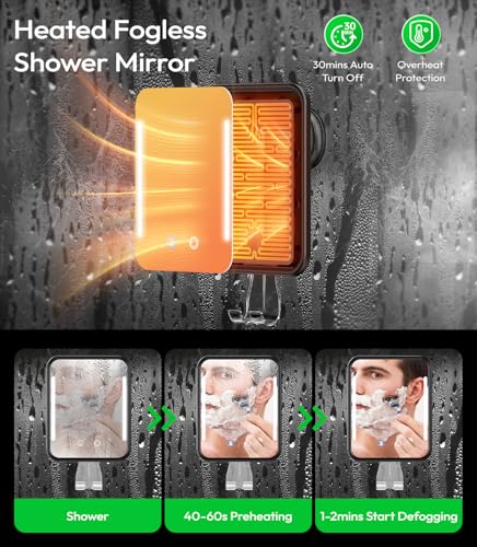 Lighted Fogless Shower Mirror with LED Light & Heating