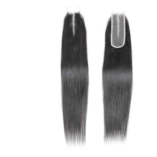 Straight Lace 2x6 Kim K Closure Hand-Tied 100% Brazilian Virgin High Ratio Human Hair Transparent Lace Closure Deep Central/Middle Part Closure Extensions For Women Natural Black Color (16 inch)