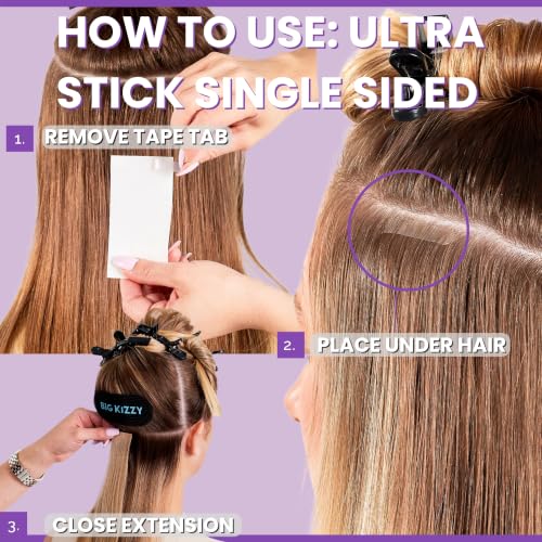 Big Kizzy Ultra Stick Tape for Hair Extensions - 48 Tabs, Strong Hold