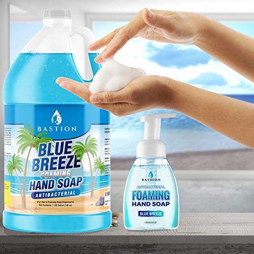 Bastion Foaming Hand Soap Refill - 1 Gallon (128oz) Antibacterial Hand Wash - Refreshing Clean Blue Breeze Scent Bulk Jug -Made In The USA