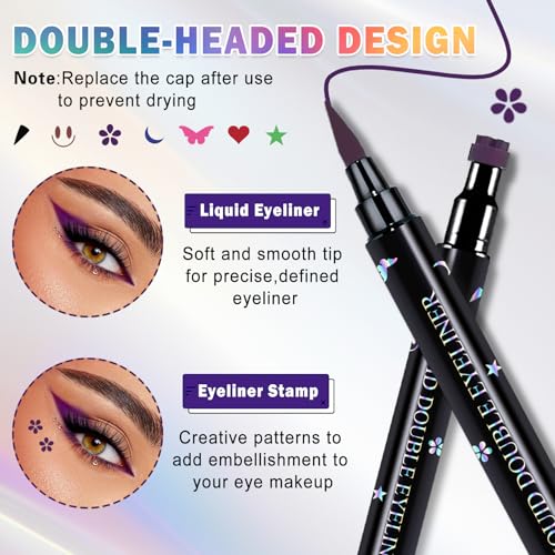 7-Piece Colorful Eyeliner Stamp Set with Dual-Ended Liners