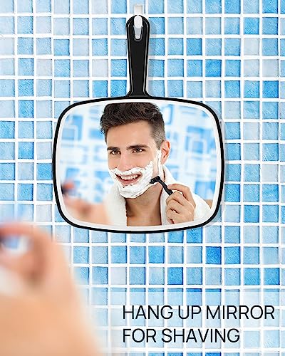OMIRO Hand Mirror 10.3 x 7.4 Inches Black Handheld Mirror with Handle