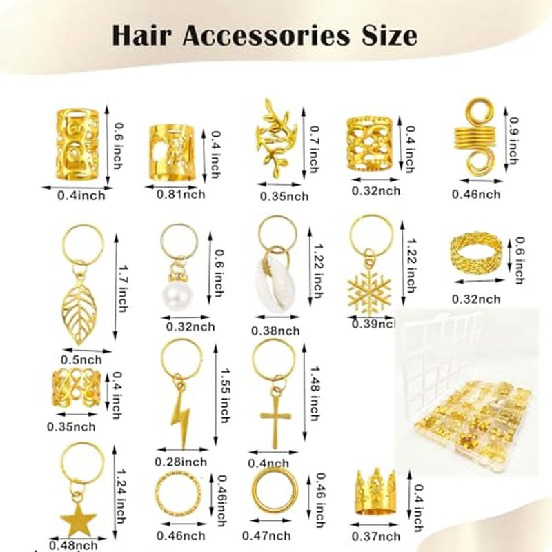 260 Pcs Gold Hair Jewelry for Braids & Dreadlocks