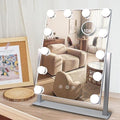 Hollywood Vanity Mirror with Lights, 12 Dimmable LED Bulbs Lighted Makeup Mirror with Detachable 10X Magnification Mirror, 1000mAh Rechargeable, 3 Color Lights, Touch Control