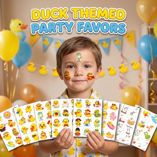 96 Cute Duck Temporary Tattoos for Kids | Party Favors
