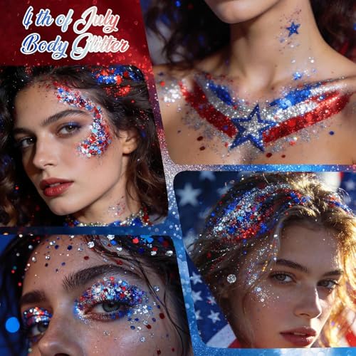 4th of July Body Glitter Stick - Red White Blue