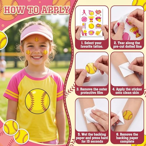 96 Softball Temporary Tattoos for Kids - Sports Party Favors