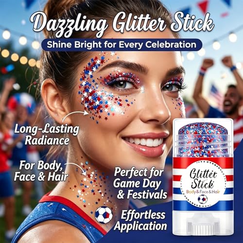 Red White Blue Glitter Stick - Waterproof Body Makeup