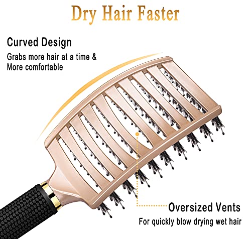 Boar Bristle Detangling Brush for Wet & Dry Hair