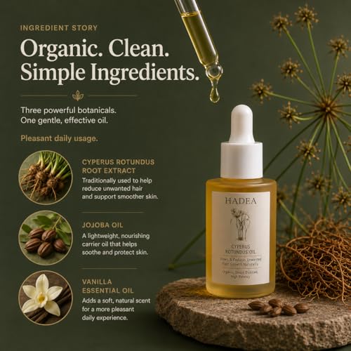 Cyperus Rotundus Oil for Hair Growth Reduction - 30ml Organic Steam Distilled HADEA