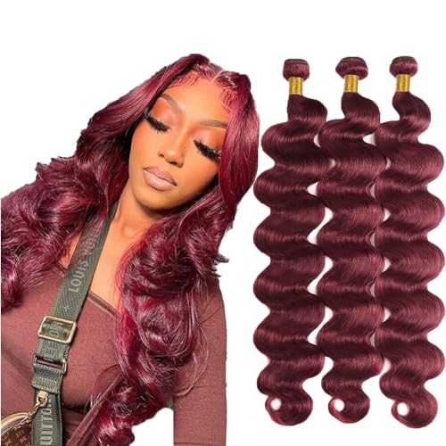 GTaiiReu 99J Burgundy Body Wave Human Hair Bundles 14 Inch - 3 Pack, Brazilian Virgin Hair