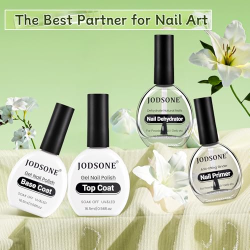 JODSONE 4-Piece Nail Prep Set: Base Coat, Top Coat, Primer & Dehydrator 16.5ml