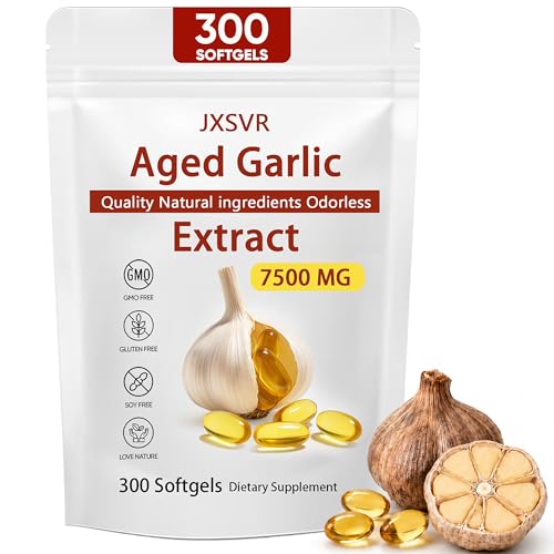 Aged Garlic Extract Softgels - 300 Odorless Capsules for Heart & Immune Support