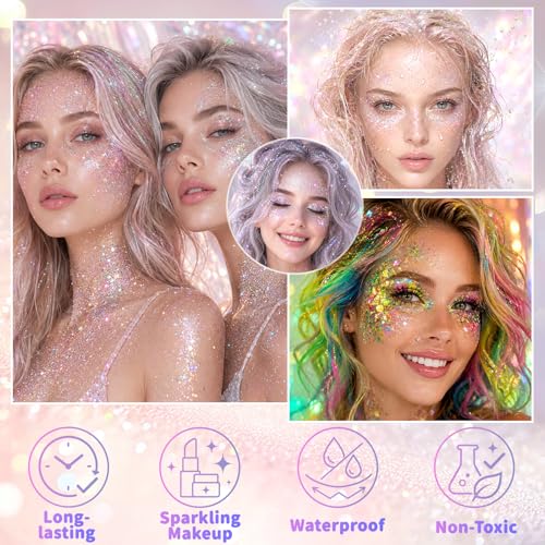 Pink Holographic Glitter Stick for Face, Hair & Body