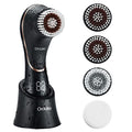 Electric Facial Cleansing Brush with 4 Heads, IPX7 Waterproof Exfoliator