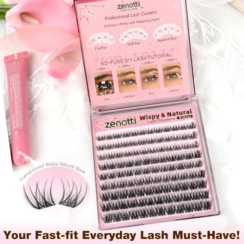 Wispy Natural Lash Clusters 8-12mm Short Eyelash Extensions C Curl DIY by zenotti