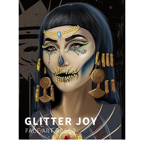 The Ghost Bride Skeleton Face Gems Jewels Halloween Temporary Face Tattoos Rhinestone Day of the Dead, Crystals Catrina Face Gems Stick on Halloween Prank Makeup Costume 2-Pack