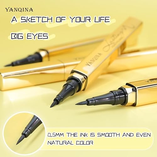 YANQINA Waterproof Liquid Eyeliner - Smudge-Proof,Makeup Long-Lasting Eyeliner Pencil for Women-Black,Smooth,Quick-Drying