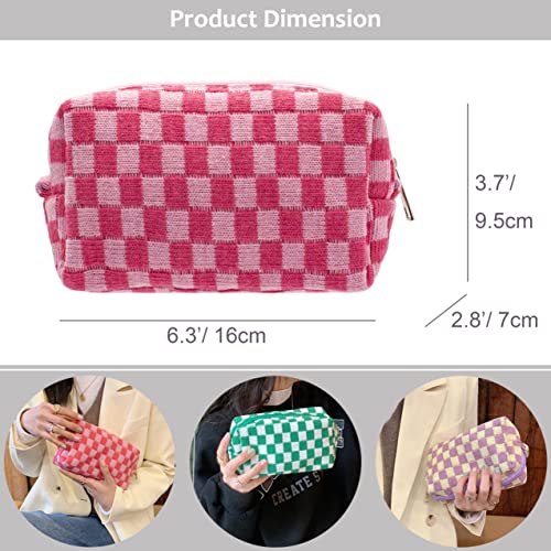 Checkered Makeup Bag Small Cosmetic Pouch Travel Organizer